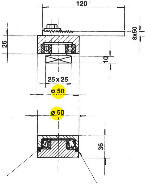 Pivot à roulement bas diamètre 50mm à l’unité - IBFM - 8550