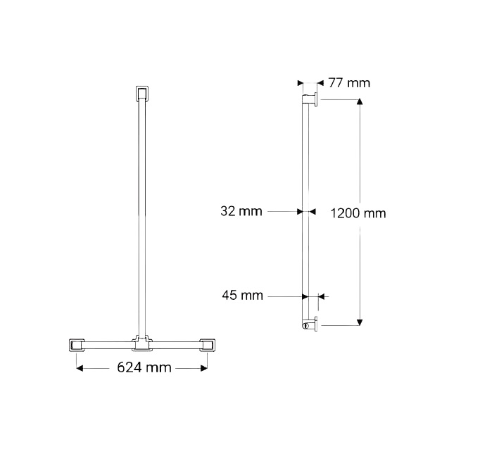 Main courante de douche en T Rugao en acier inoxydable - AKW - 12014GR-LS