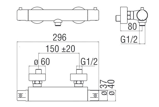 Mitigeur thermostatique NOBILI mural corps froid - AKW - 23926