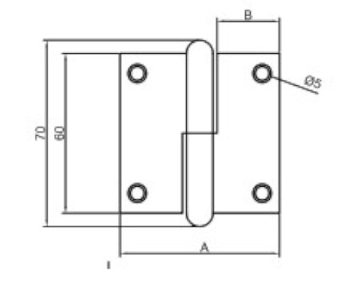 Paumelle male droite 60x38mm pour persiennes 4 vantaux zingué - JARDINIER MASSARD - J1204D2