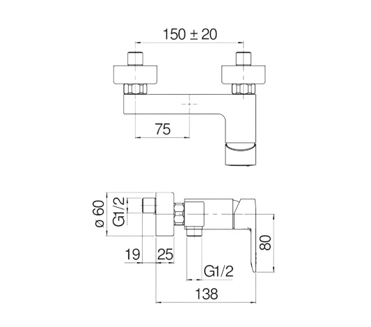Mitigeur de douche monocommande mural - AKW - 23932