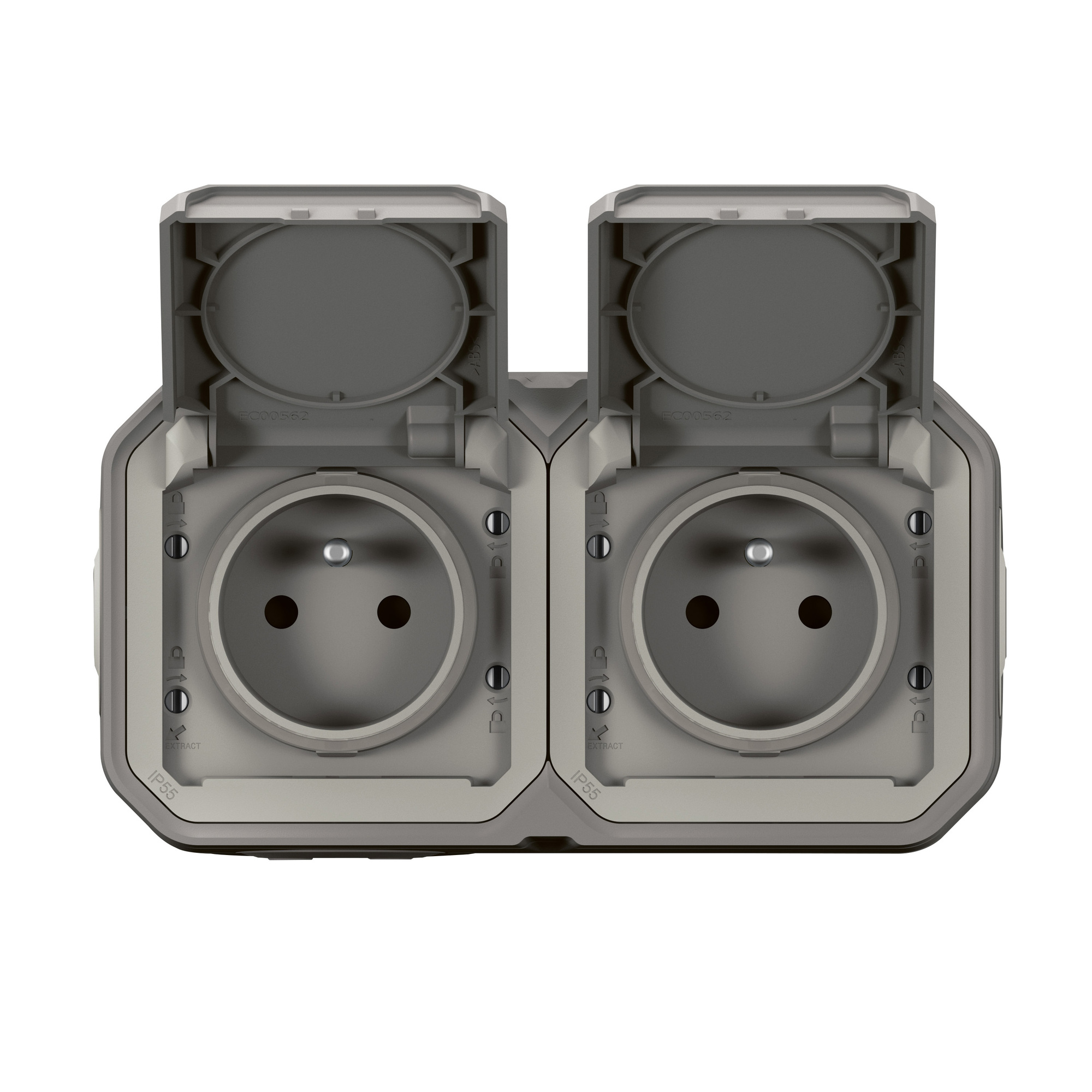 Double prise de court PLEXO 2 x 2P+T horizontal en saillie (boite de 5) - LEGRAND - 069768L