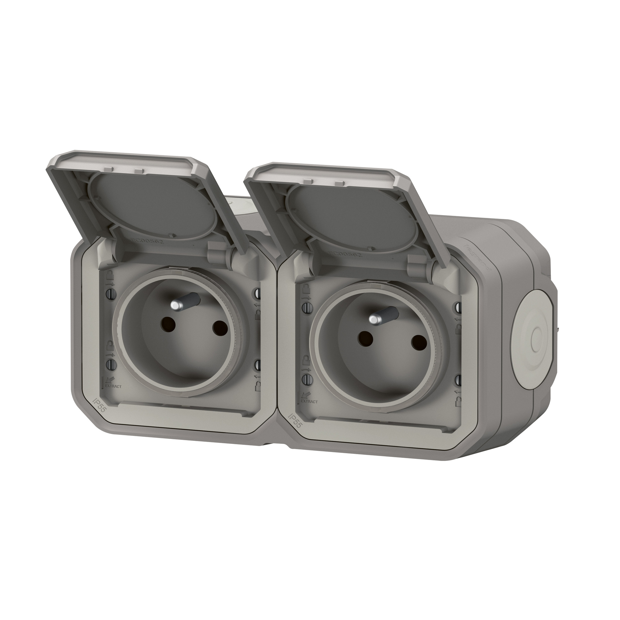 Double prise de court PLEXO 2 x 2P+T horizontal en saillie (boite de 5) - LEGRAND - 069768L