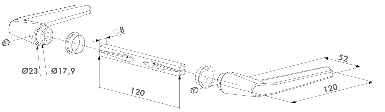 Béquille double C8x120mm aluminium argent - LOCINOX - P00006213