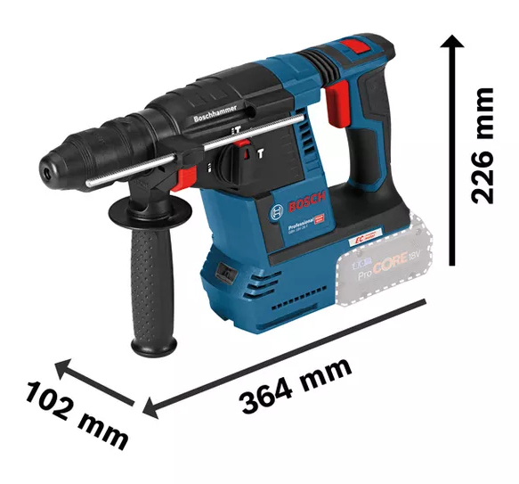 Perforateur SDS-Plus 18V GBH 18V-26F Professional + 2 batteries ProCORE18V 5,5Ah + chargeur rapide + coffret L-BOXX - BOSCH - 061191000F