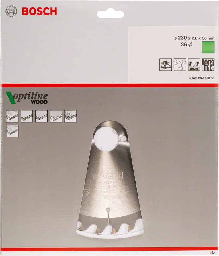 Lame de scie circulaire Optiline Wood 230x30x2,8mm 36 dents - BOSCH - 2608640628