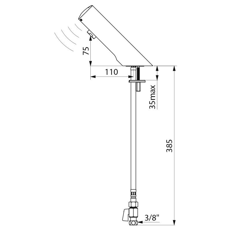 Robinet de lavabo électronique TEMPOMATIC 4 avec détecteur à pile 6V - DELABIE - 440006