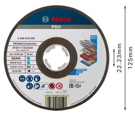Disque à tronçonner X-LOCK multi-matériaux 125x1mm - BOSCH - 2608619269