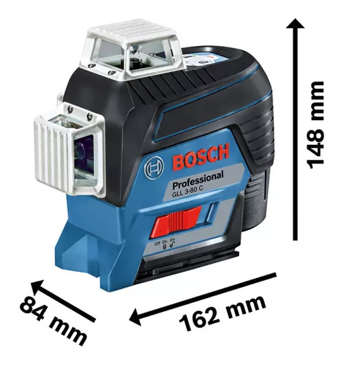 Laser à lignes 12V GLL3-80C rouge support BM1 + cellule LR7 + 1 batterie 2Ah + chargeur en coffret L-BOXX - BOSCH - 0601063R05