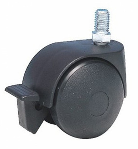 Roulette Twiny double galet noire à tige fileté pivotante M8 50mm - GUITEL HERVIEU - 727413