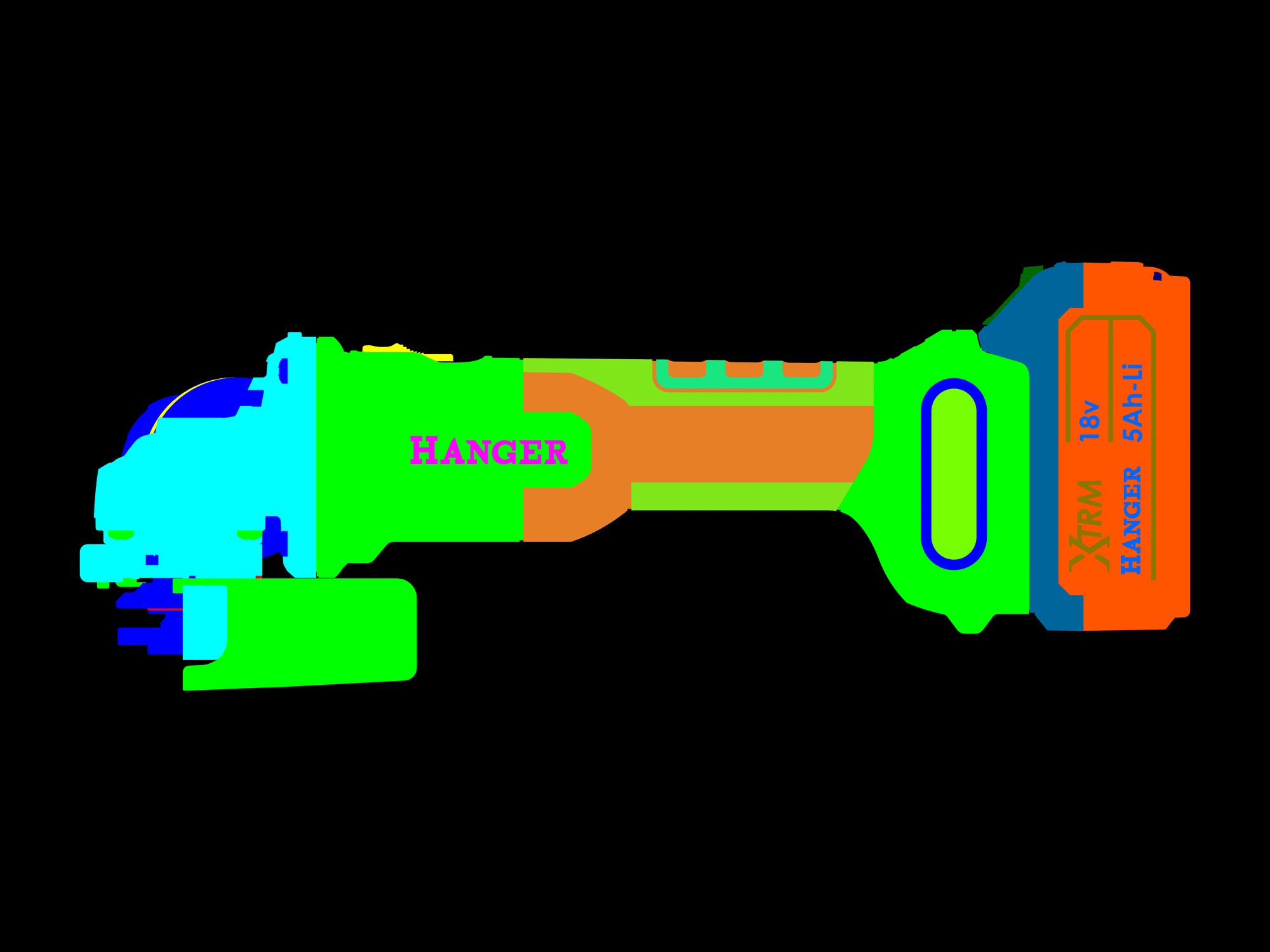 Meuleuse d'angle 18V GX18-8C 125mm (sans batterie ni chargeur) en boite  carton - HANGER - 402003