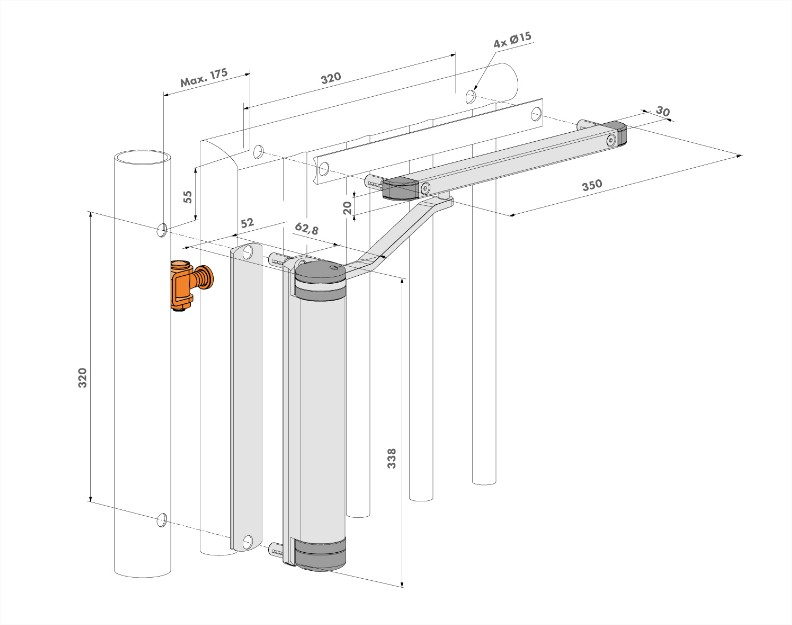 Ferme portail hydraulique Lion argent - LOCINOX - P00008967-SILV