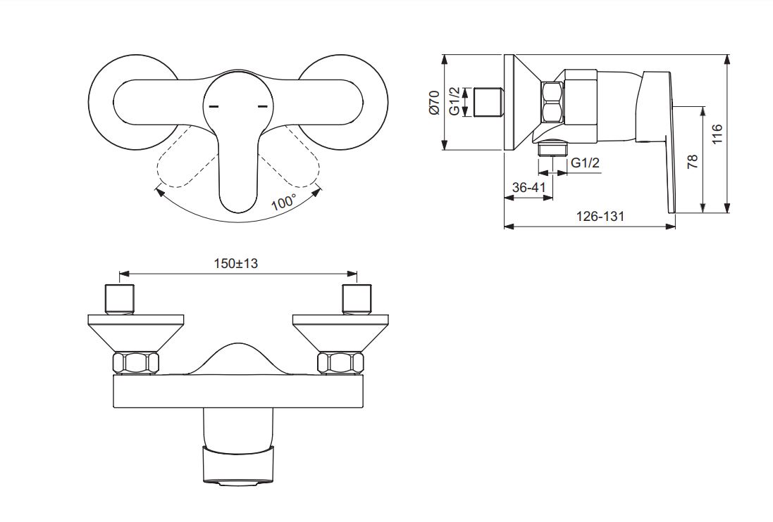 Mitigeur de douche OLYOS  chromé - PORCHER - D1160AA