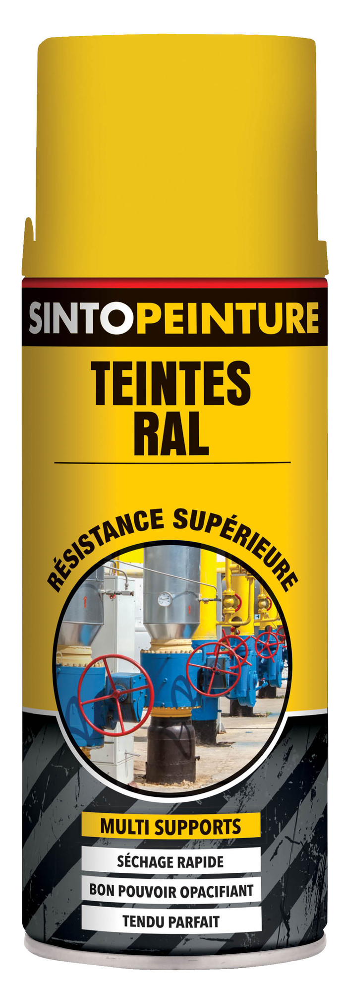 Peinture classiques antirouille teintes jaune signalisation RAL1023 en aérosol de 400ml - SINTO - 927250