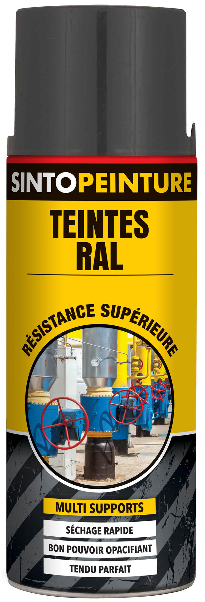 Peinture classiques antirouille teintes gris foncé brillant RAL7024 en aérosol de 400ml - SINTO - 925070