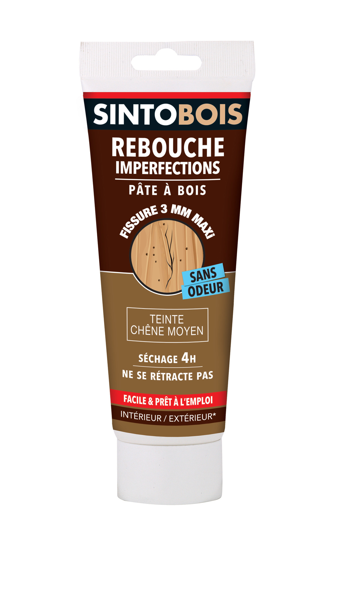 Pâte à bois à l’eau SINTOBOIS rebouche imperfections chêne moyen tube 250g - SINTO - 37100
