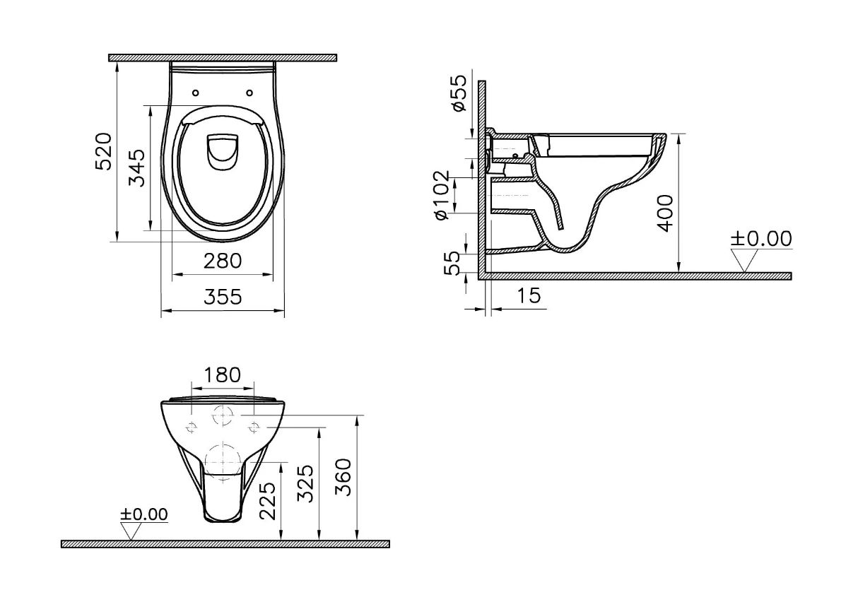 Pack WC suspendue S20 Round sans bride abattant standard - VITRA - 7644B003-6079