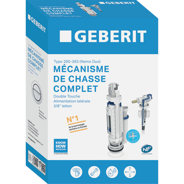 Mécanisme de chasse Nemo Duo latérale 290-38 3/8'' - GEBERIT - 283.307.21.5