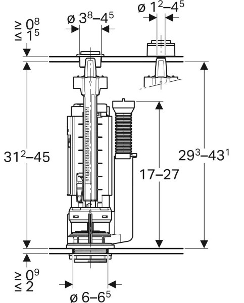 Mécanisme de chasse Nemo Duo latérale 290-38 3/8'' - GEBERIT - 283.307.21.5