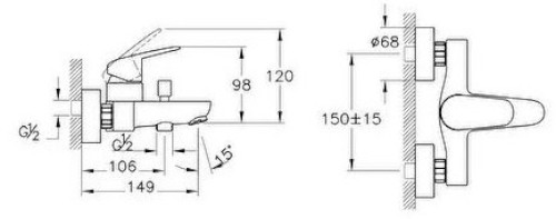 Mitigeur bain douche FLOW S avec cartouche 1/2'' C2 éco - VITRA - A43057EKF