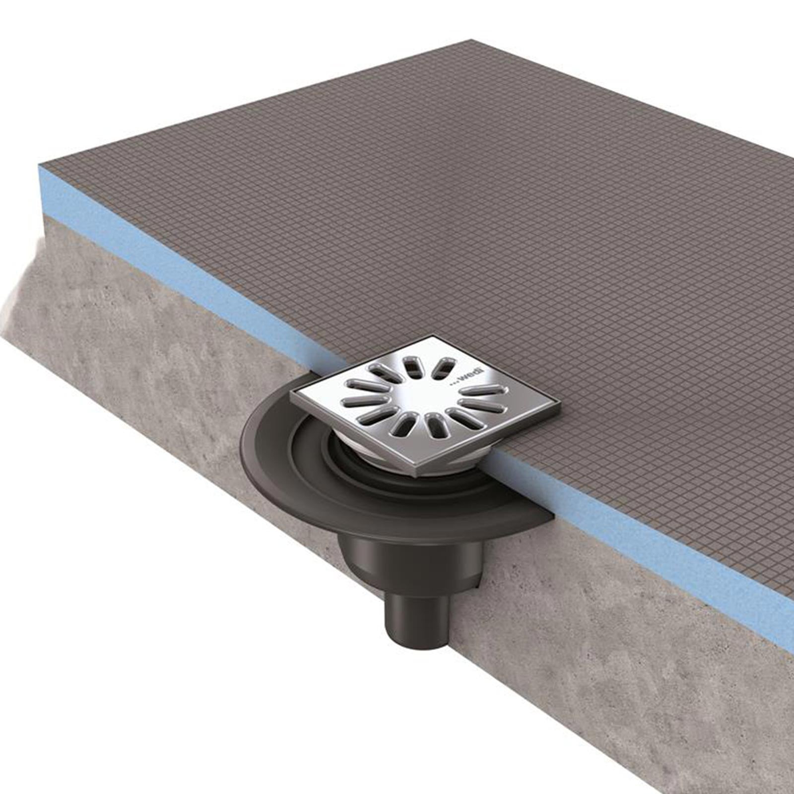 Kit d’écoulement Fundo en un point mini max horizontal grille carrée D 40mm – WEDI - 077000015