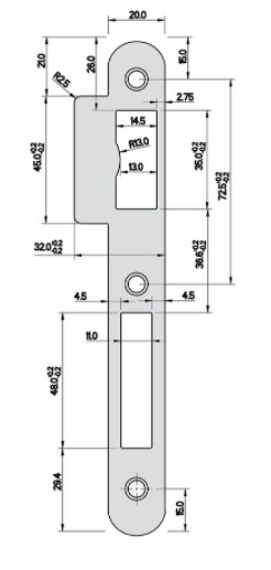 Gâche pour serrure à rouleau série 725R noir - MARC - 1725H00015