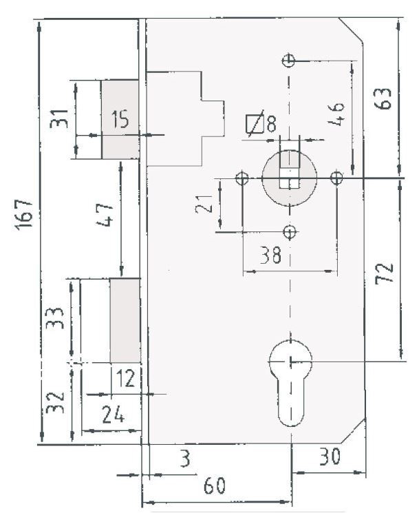Serrure de rechange 7624PZW/34 - BEVER - 364P