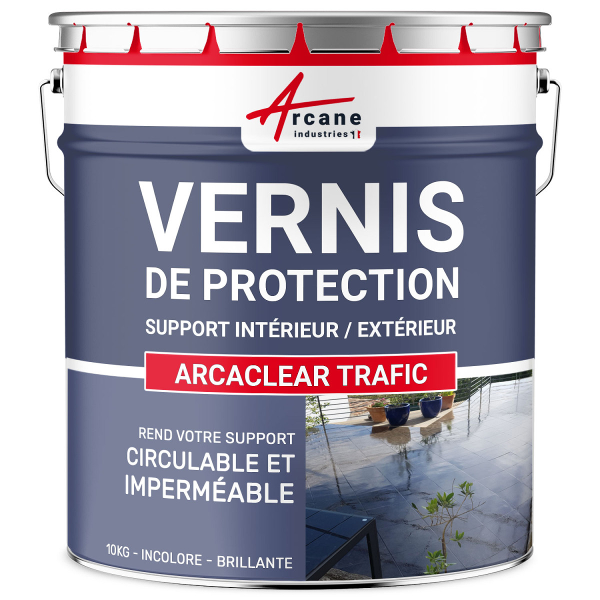 Vernis de protection pour résine et carrelage : ARCACLEAR Trafic-10 kg -ARCANE INDUSTRIES