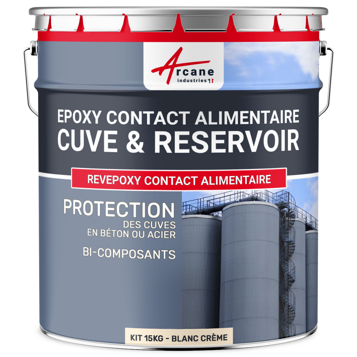 Resine Epoxy  Alimentaire - REVEPOXY CONTACT ALIMENTAIRE-15 kg Blanc Crème - RAL 9001-ARCANE INDUSTRIES