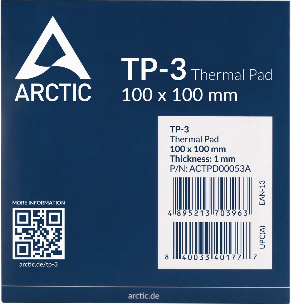 Pad Thermique Arctic TP-3 100x100x1mm (Bleu)