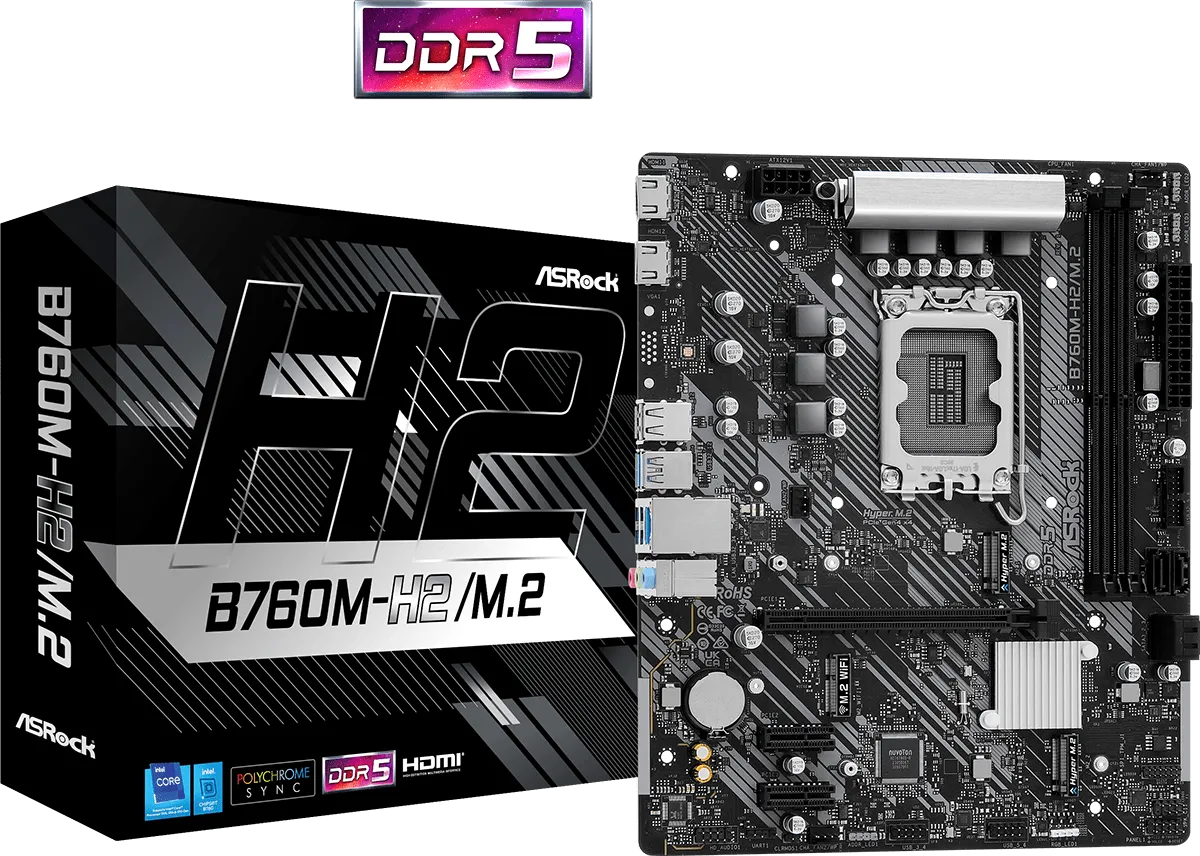 Carte Mère ASRock B760M-H2/M.2 DDR5 (Intel LGA 1700) Micro ATX