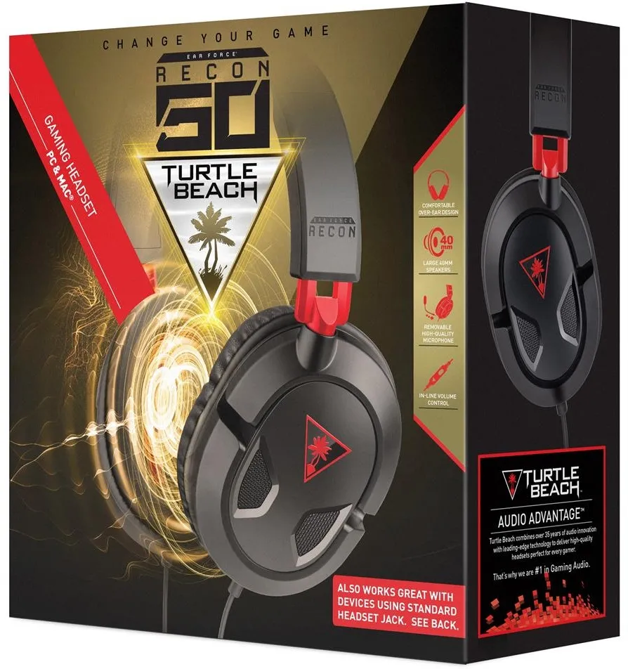 Casque Micro Turtle Beach Ear Force Recon 50 (compatible PC, Consoles, Tablettes, etc...) (Noir/Rouge)