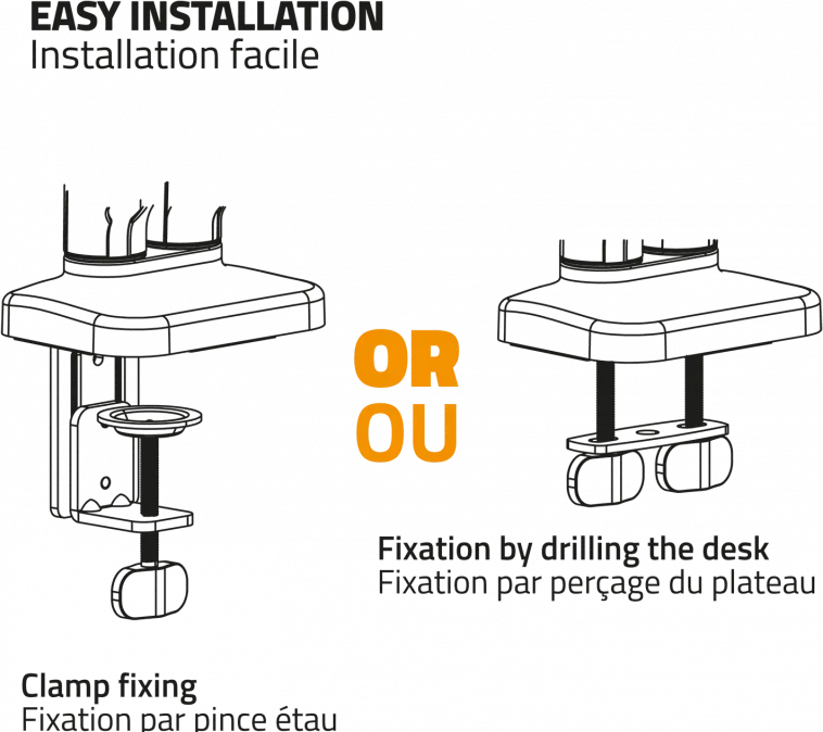 Support double-écran à fixer Advance MecaMounts 17"-32" (9kg max) (Noir)