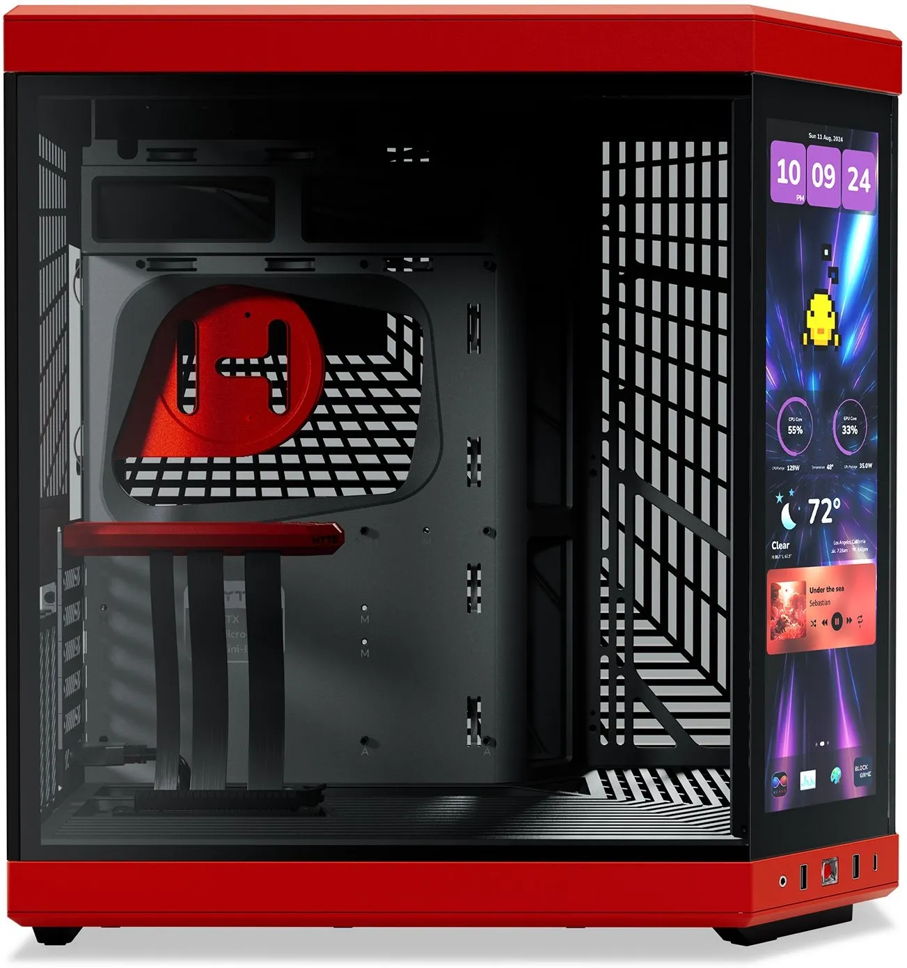 Boitier Moyen Tour E-ATX Hyte Y70 Touch Infinite avec panneaux vitrés (Noir/Rouge)
