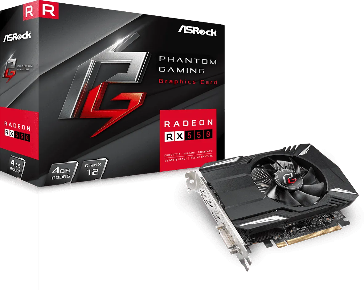 Carte Graphique AMD ASRock Radeon RX550 Phantom Gaming 4Go