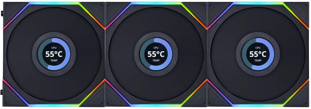 Lot de 3 Ventilateurs de boitier Lian Li Uni Fan TL LCD RGB - 12cm (Noir)