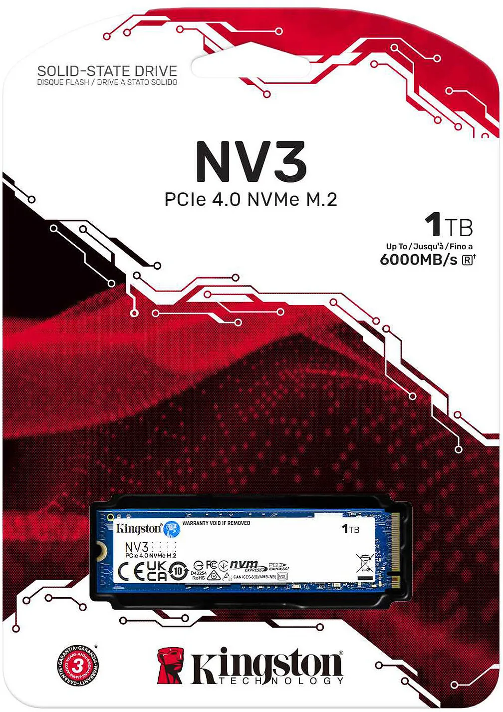Disque SSD Kingston NV3 1To - NVMe M.2 Type 2280