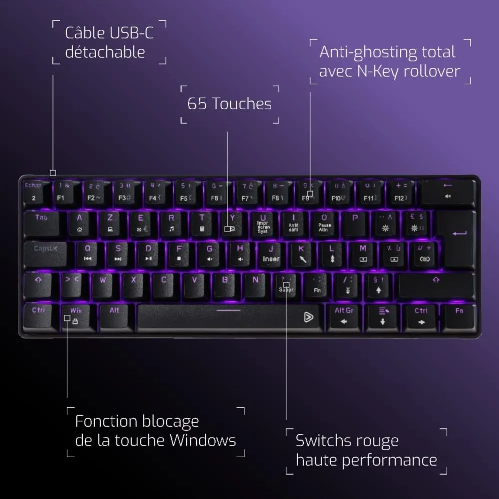 Clavier Gamer mécanique Onlan CA-100 TKL RGB (Noir)