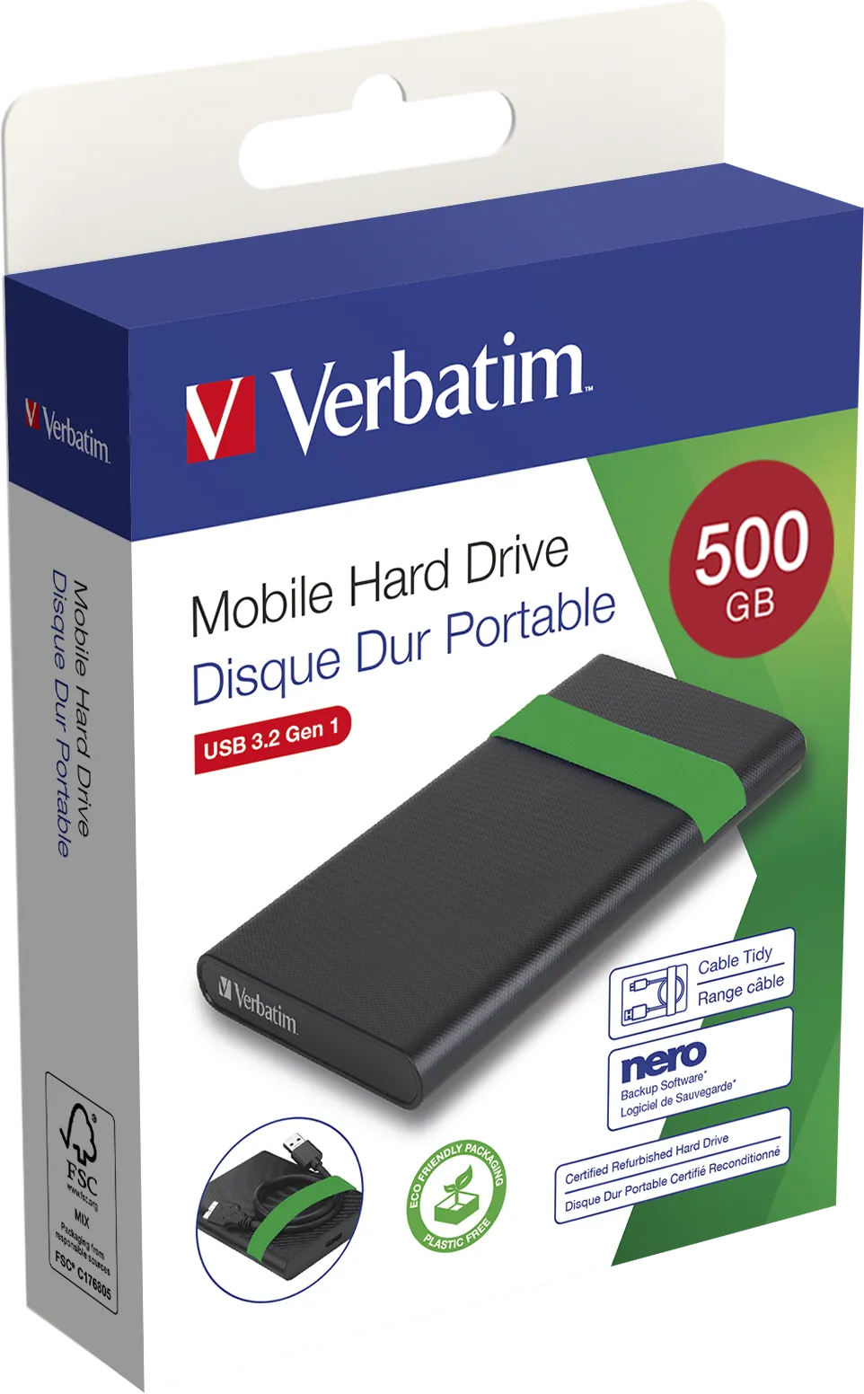 Disque Dur externe Verbatim Certifié et Reconditionné à neuf - 500Go (Noir)