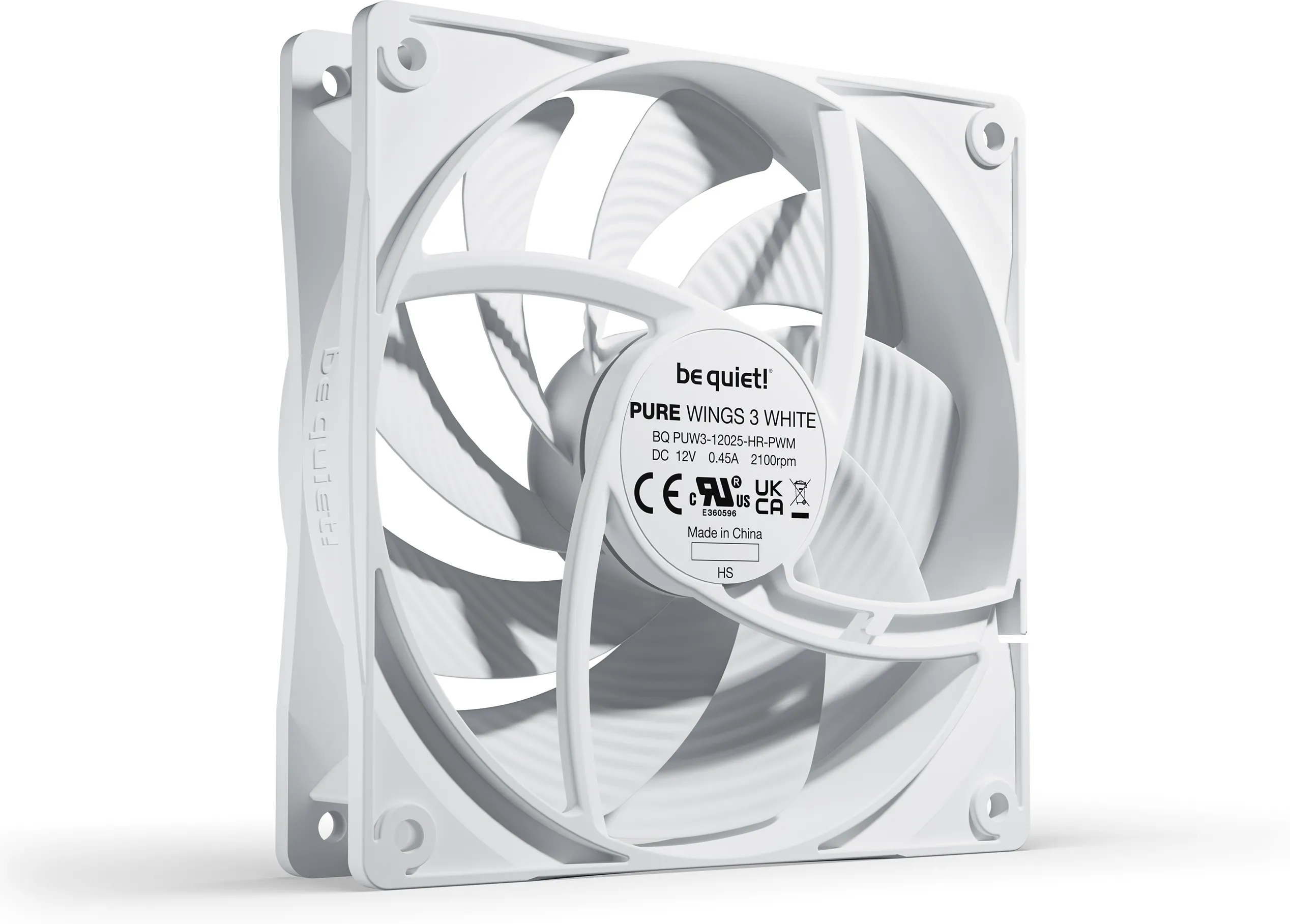 Ventilateur de boitier be quiet! Pure Wings 3 Haute vitesse PWM 12cm (Blanc)
