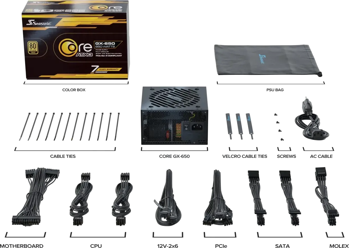 Alimentation ATX Seasonic Core GX V2 2024 - 650W (Noir)