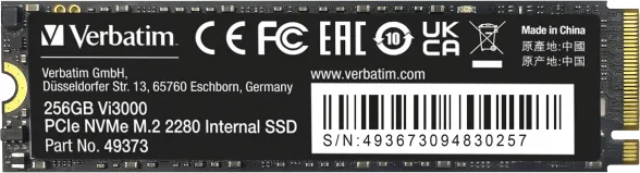Disque SSD Verbatim Vi3000 256Go - NVMe M.2 Type 2280