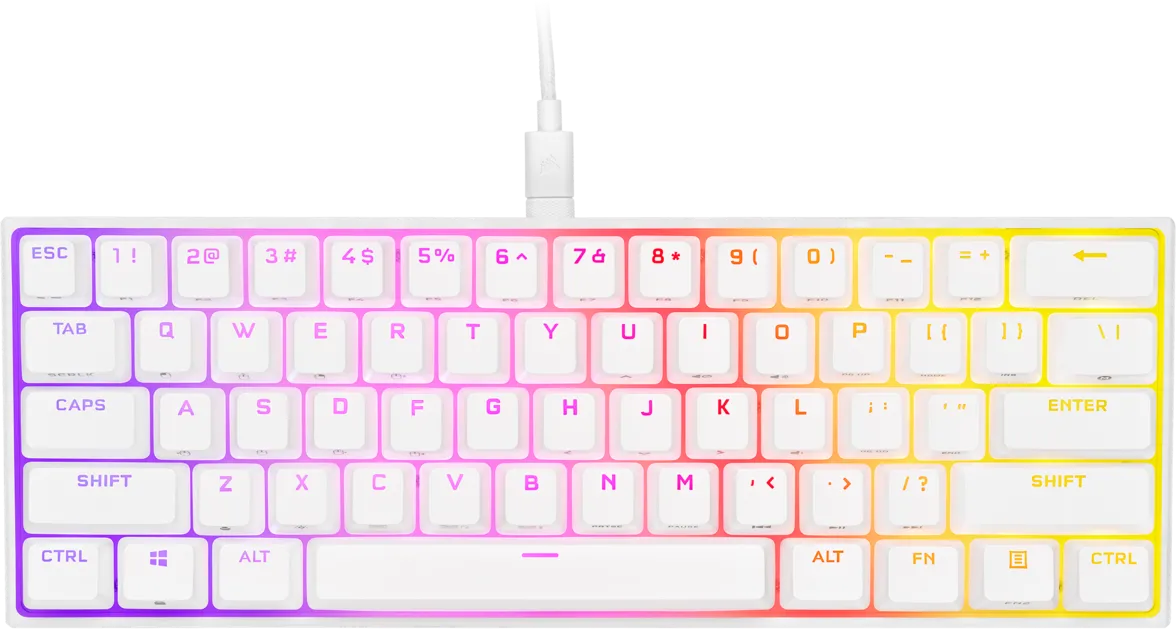 Clavier Gamer mécanique (Cherry MX Red) Corsair K65 Mini 60% RGB (Blanc)