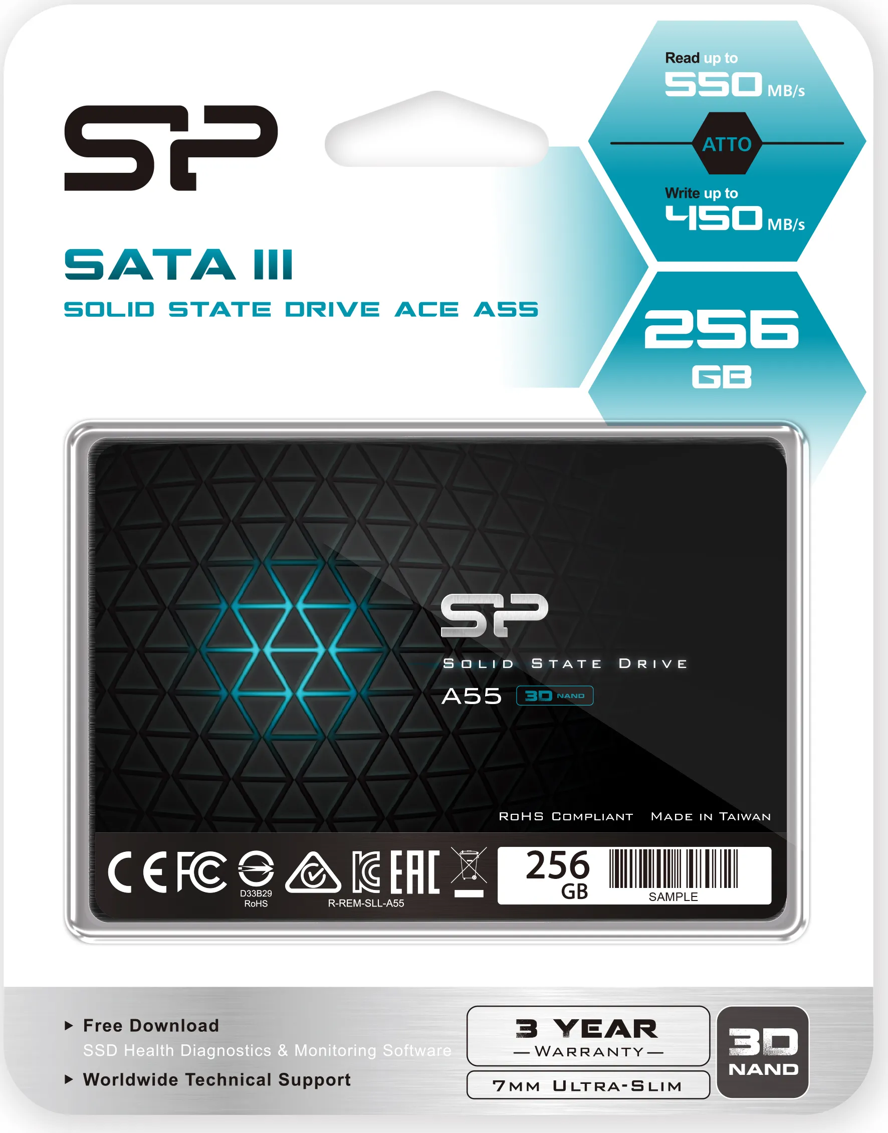 Disque SSD Silicon Power Ace A55 256Go - S-ATA 2,5"