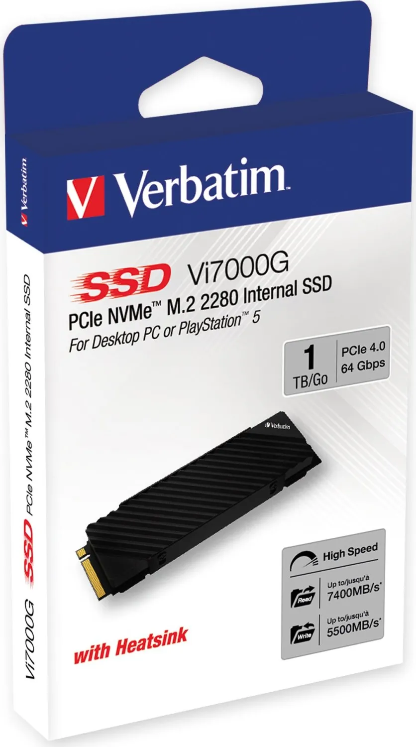 Disque SSD Verbatim Vi7000G 1To avec dissipateur  - NVMe M.2 Type 2280