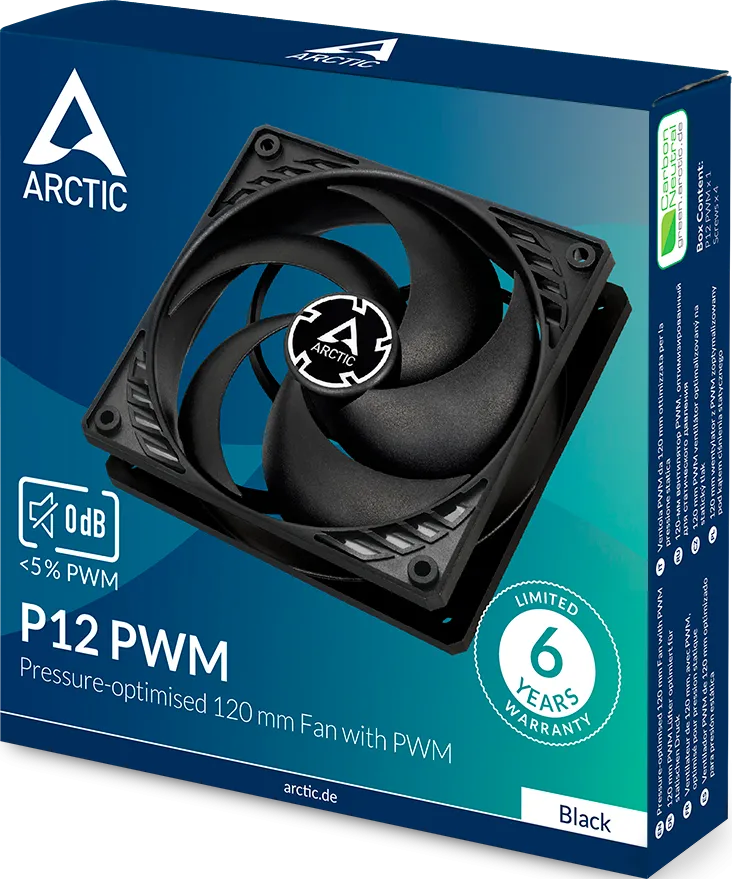 Ventilateur de boitier Arctic P12 PWM - 12cm (Noir)