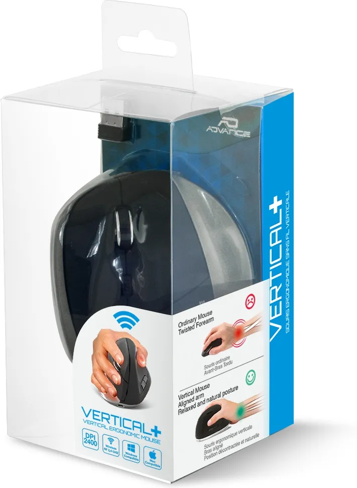 Souris sans fil ergonomique Advance Vertical Plus (Noir)