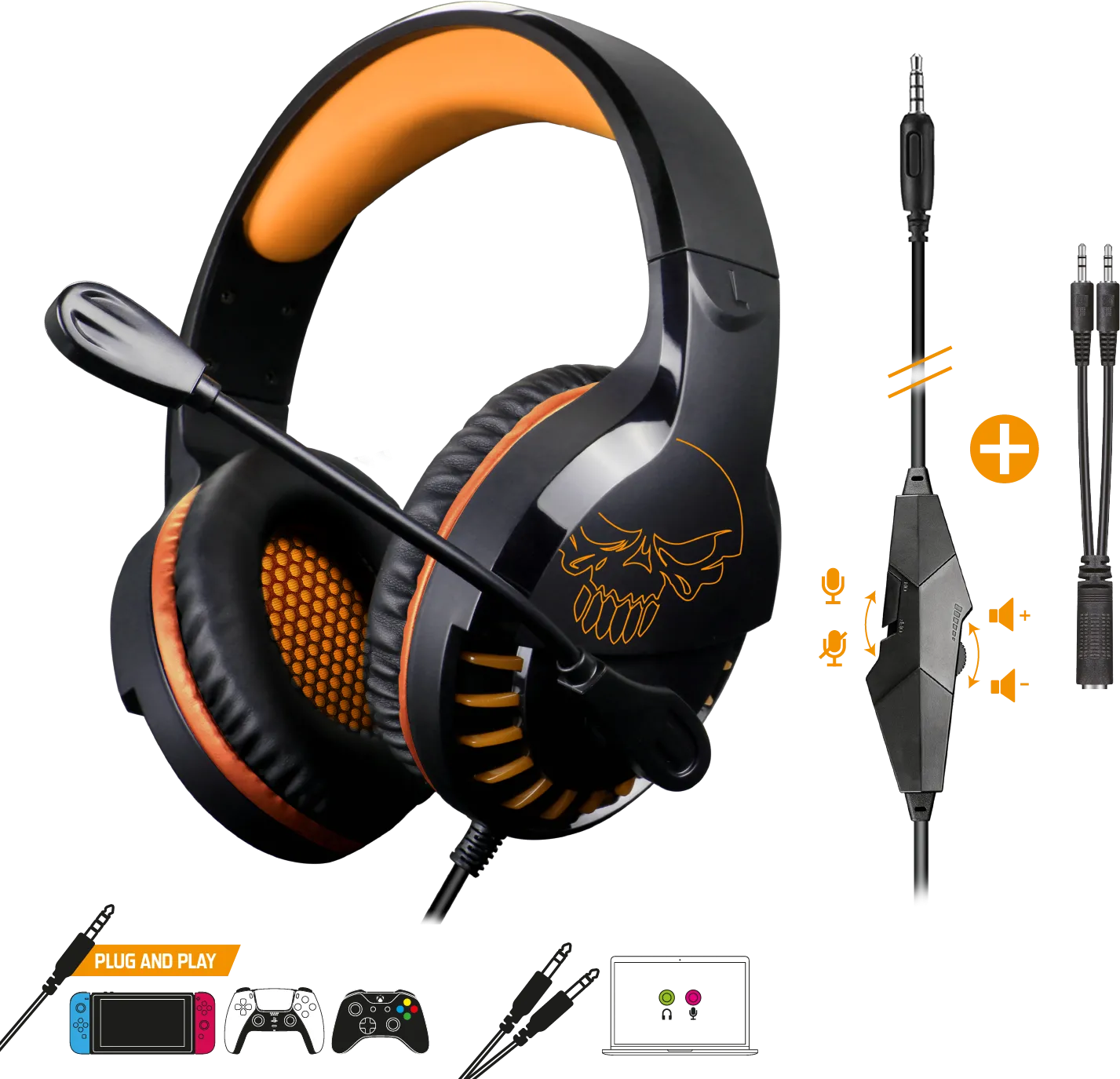Casque Gamer filaire Spirit of Gamer Pro H3 (Noir/Orange)