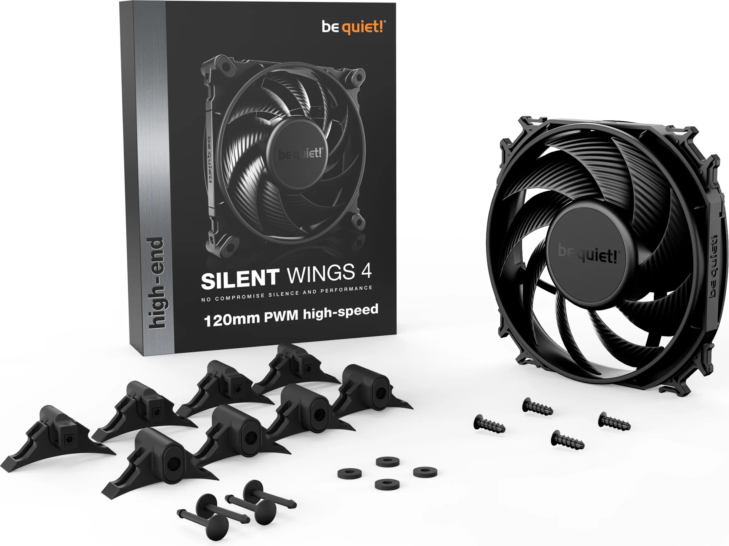 Ventilateur de boitier be quiet! Silent Wings 4 Haute-vitesse - 12cm (Noir)