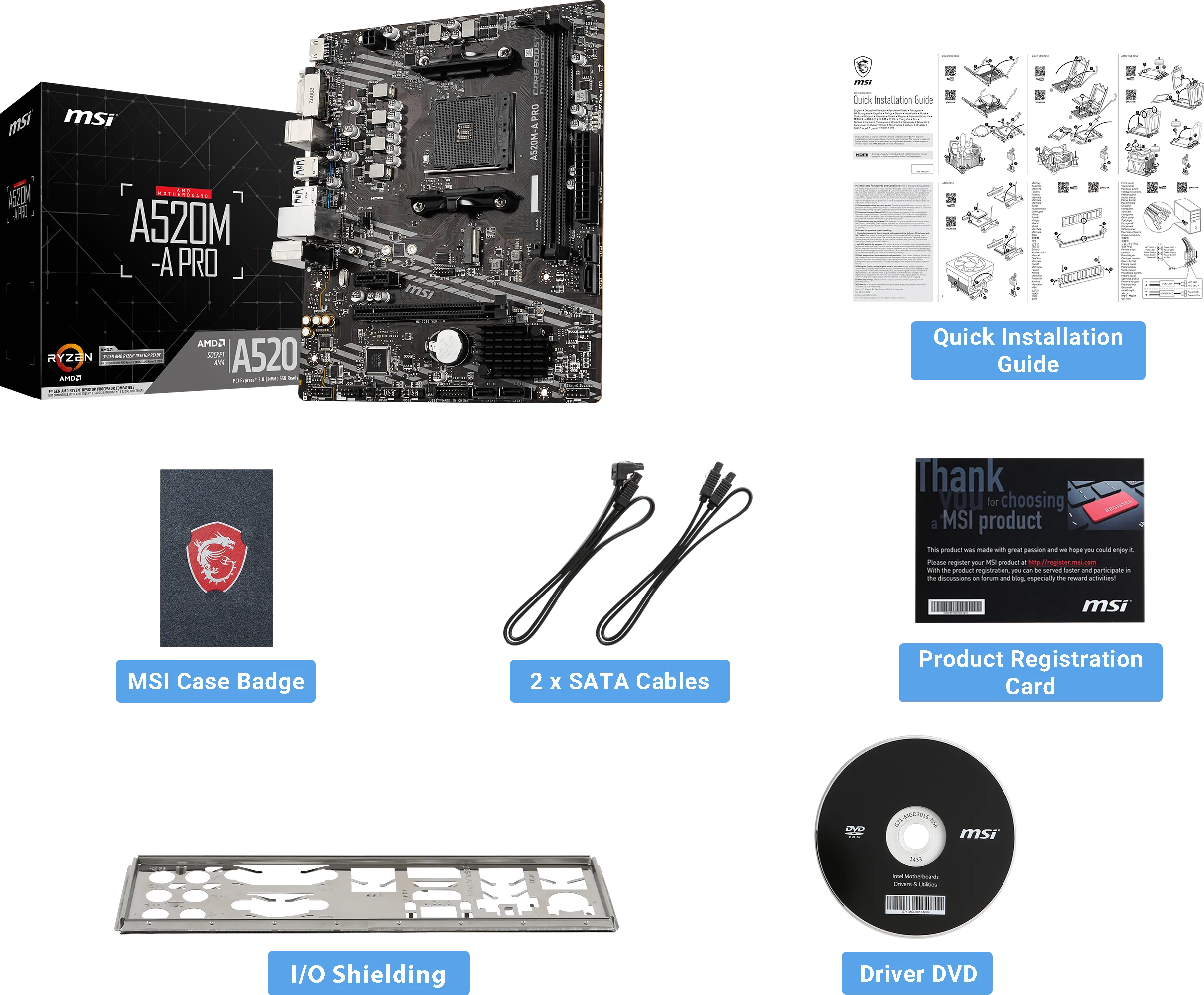 Carte Mère MSI A520M Pro (AM4) Micro ATX